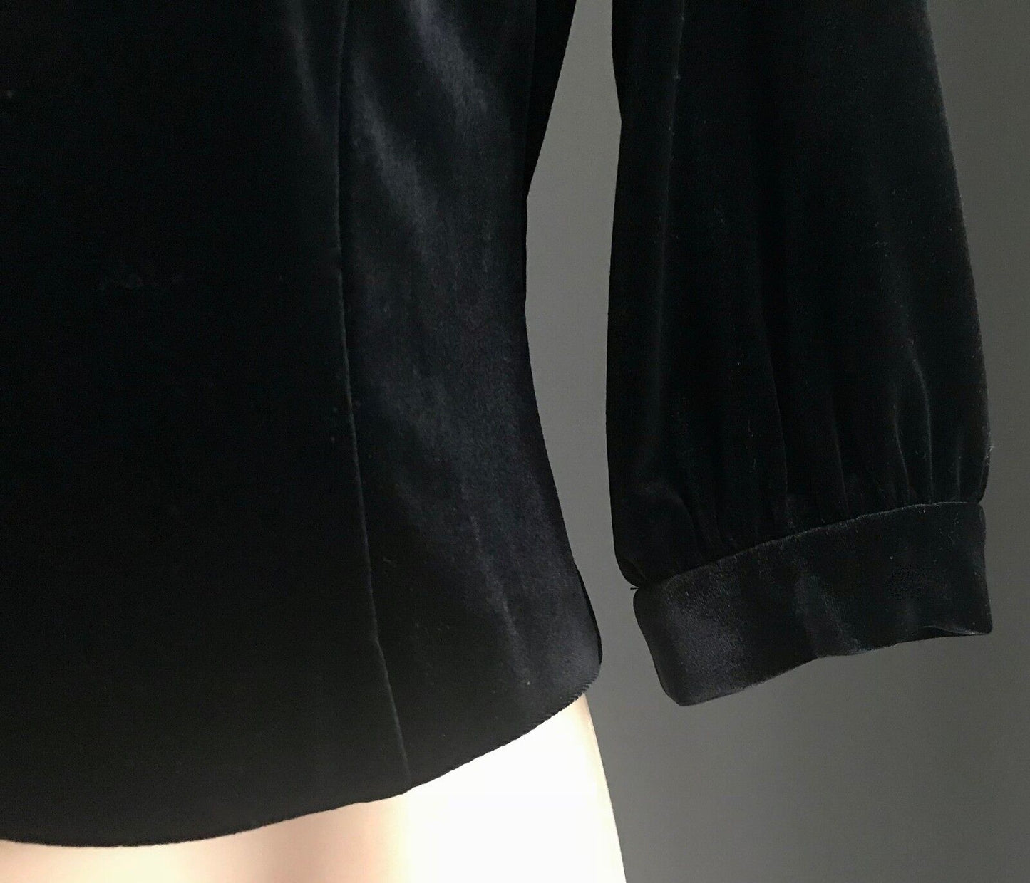 WANKO Jacket Black Velvet Sequin Lace Collar Trim 3/4 Sleeve Size 8 10