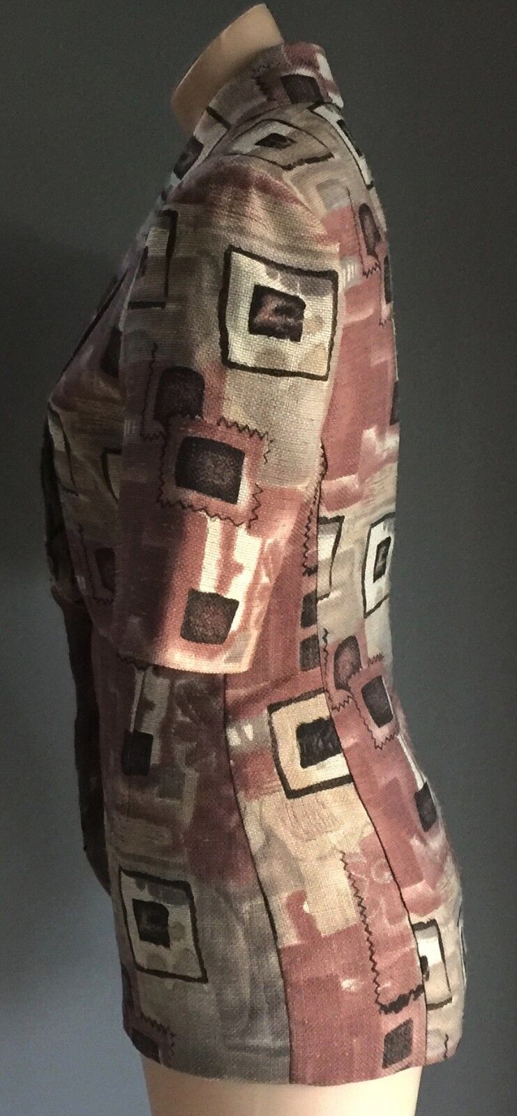 LE SECRET Jacket Geo Print Short Sleeve Tailored Ladies Sz 8 10 Vintage