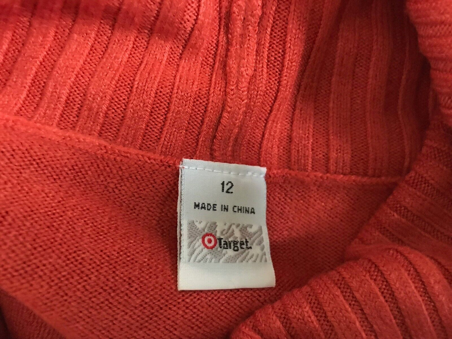 TARGET Top Knit Red Brick Colour Sleeveless Fine Knit Turtleneck Sweater Size 12