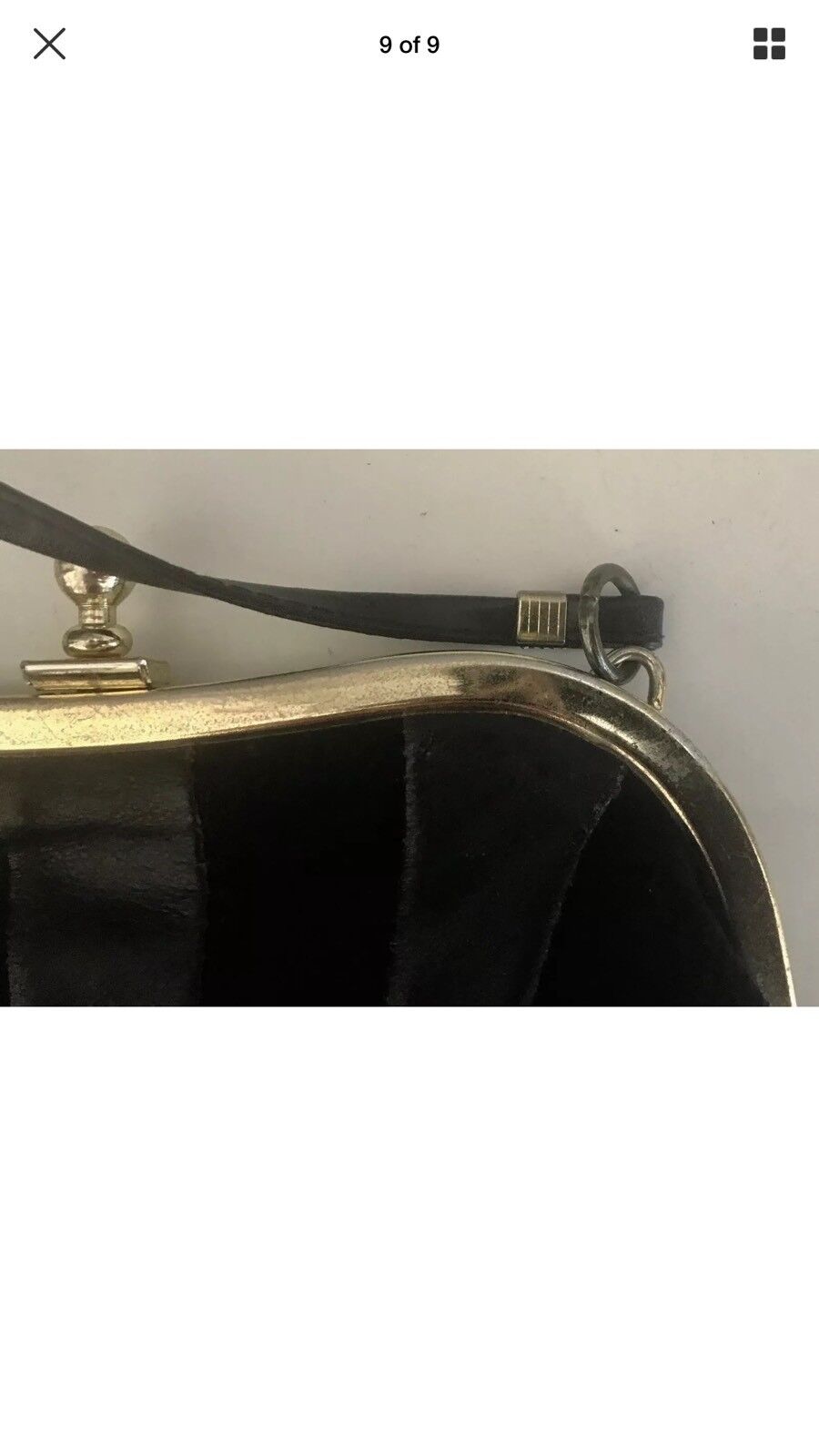 Shoulder Bag SAXONE FELTHAM CrossBody Black Suede & Leather Gold Frame Vintage
