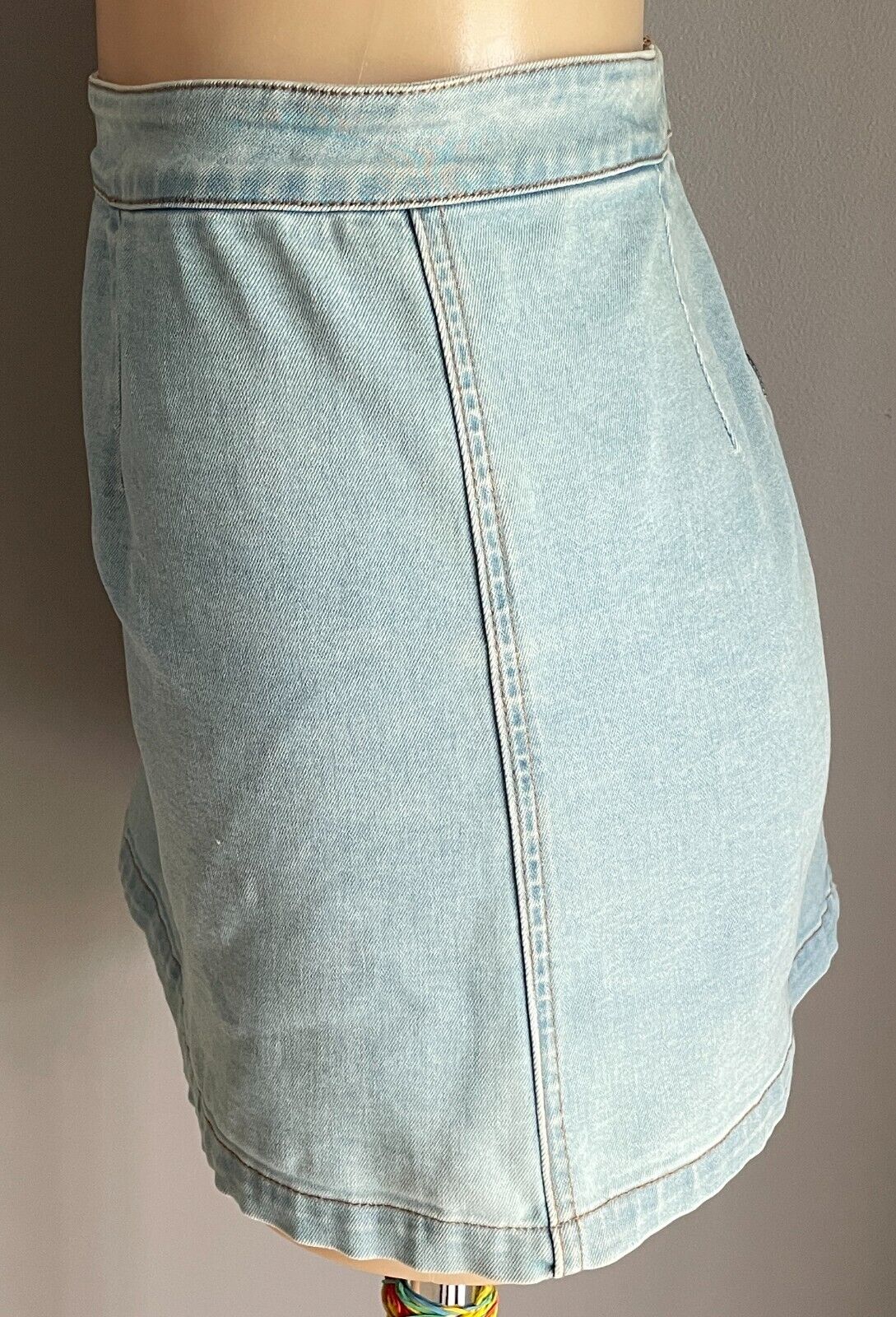 SUBTITLED Denim Skirt Faded Blue Mini Ladies Size 12