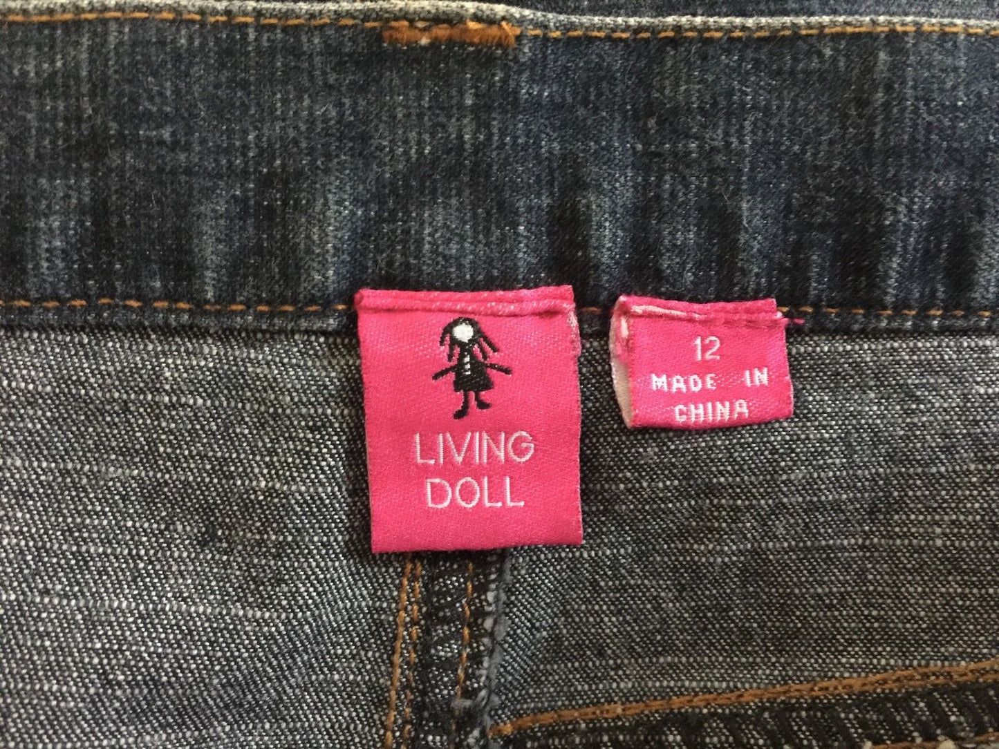 LIVING DOLL Skirt Denim Sequin Embellished Dressy Mini Size 12 Jeans NEW
