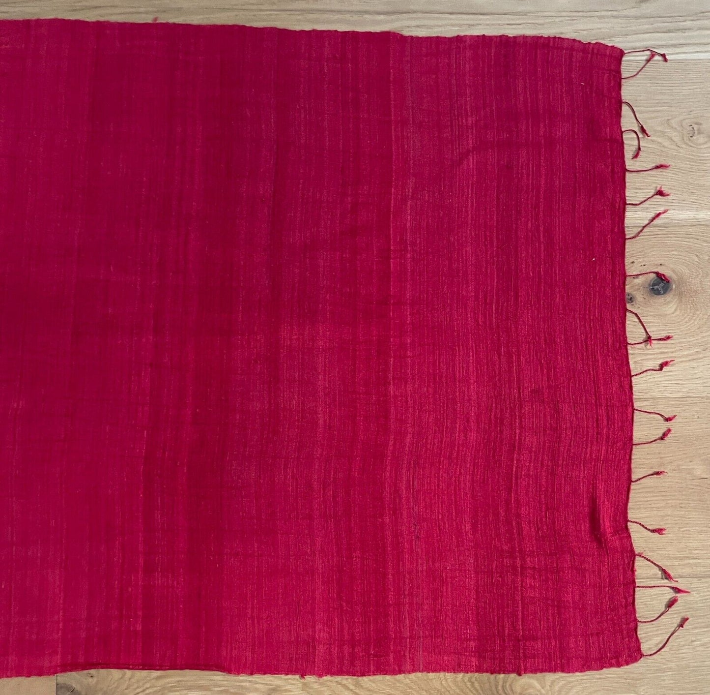 Boho Neck Scarf Fringed Wrap Red Textured Fabric Rectangle Shawl