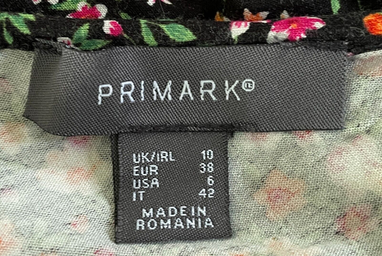 PRIMARK Bodysuit Black Floral One Piece Size 10 One Shoulder Ruffle Trim Stretch