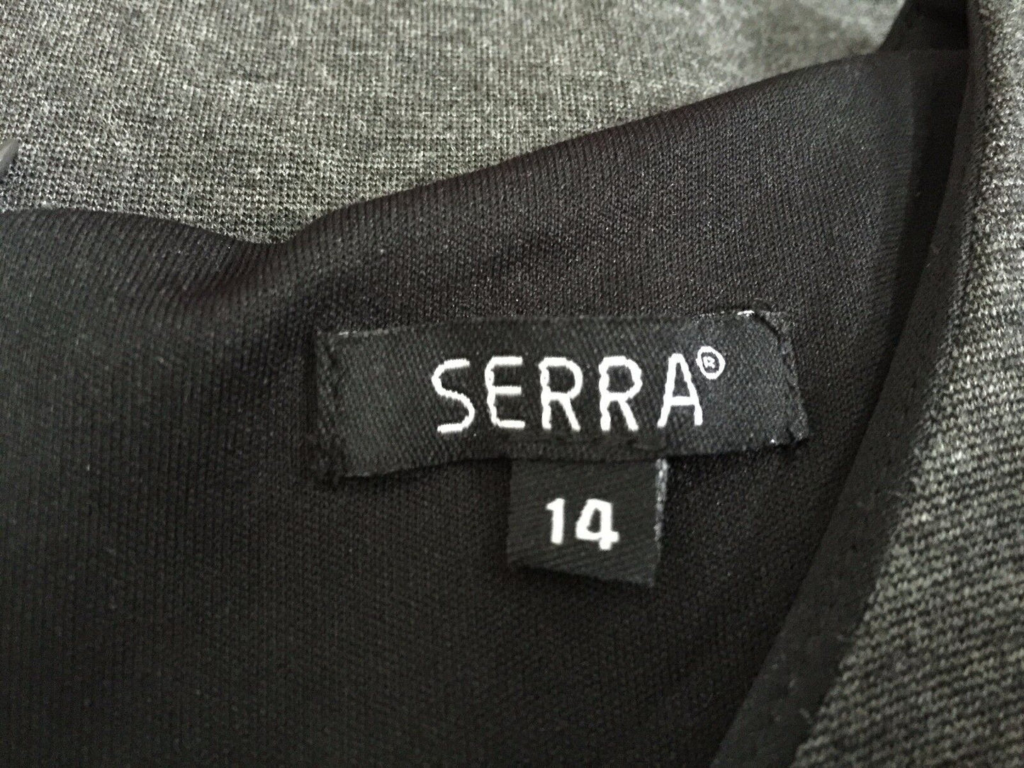 SERRA Shift Dress Classic Cut Grey Sleeveless Stretch Frock Ladies Size 14