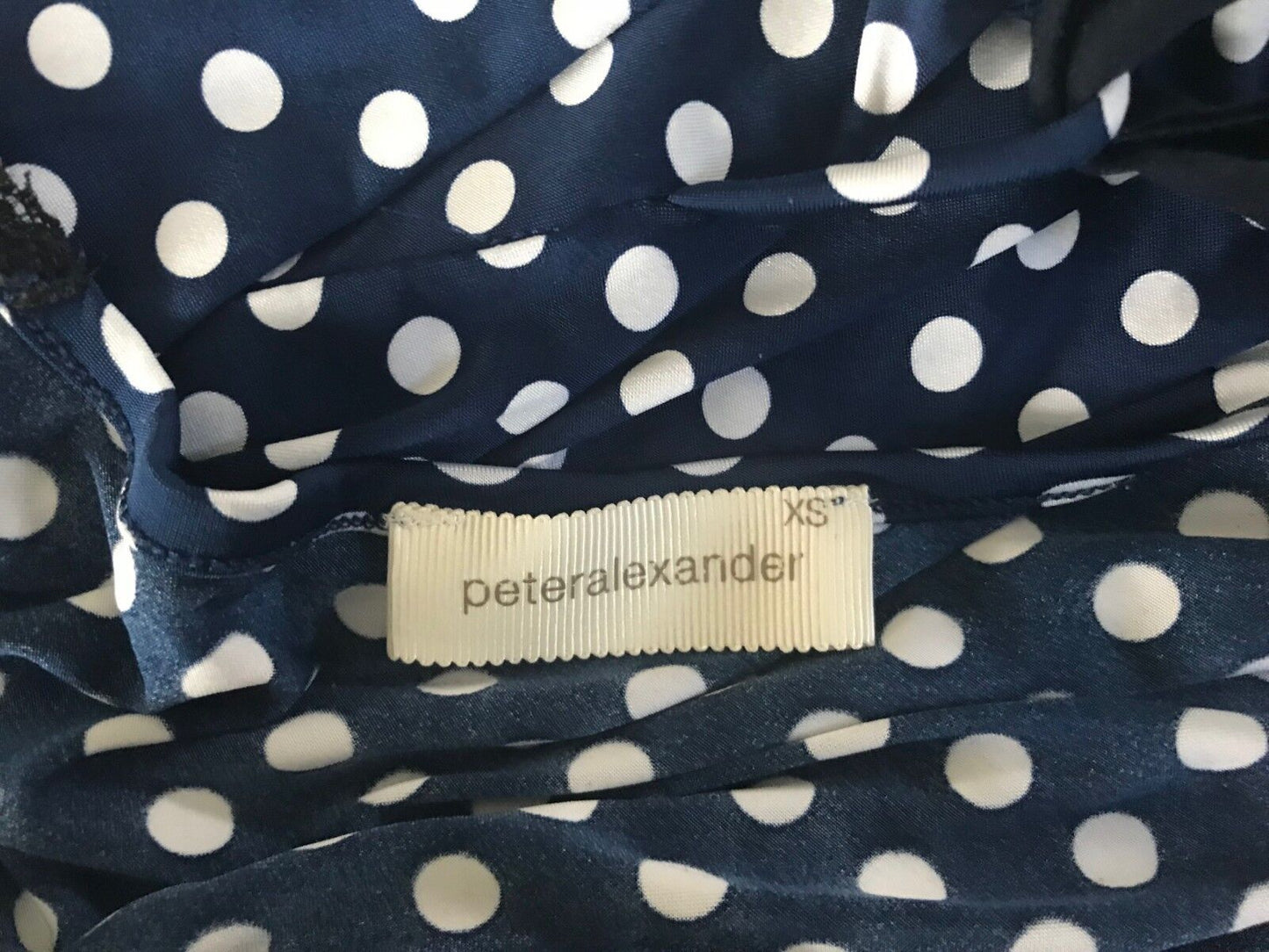 PETER ALEXANDER Bath Robe Size XS 10 Navy & White Polka Dot 3/4 Sleeve PJs Sleep