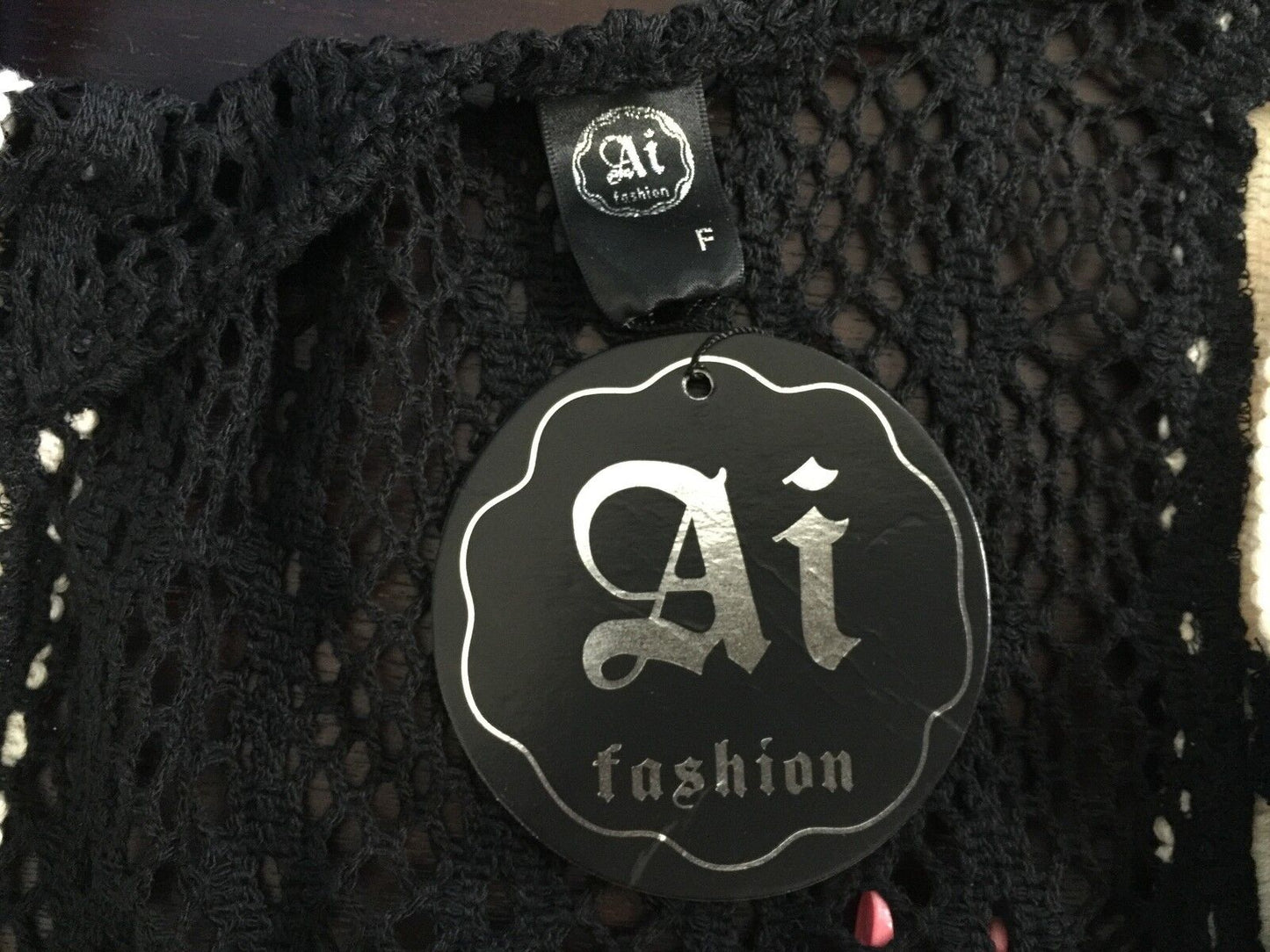 Ai FASHION Black Cream Crochet Triangle Bra Vest Top Size 10 Boho NEW Hippie