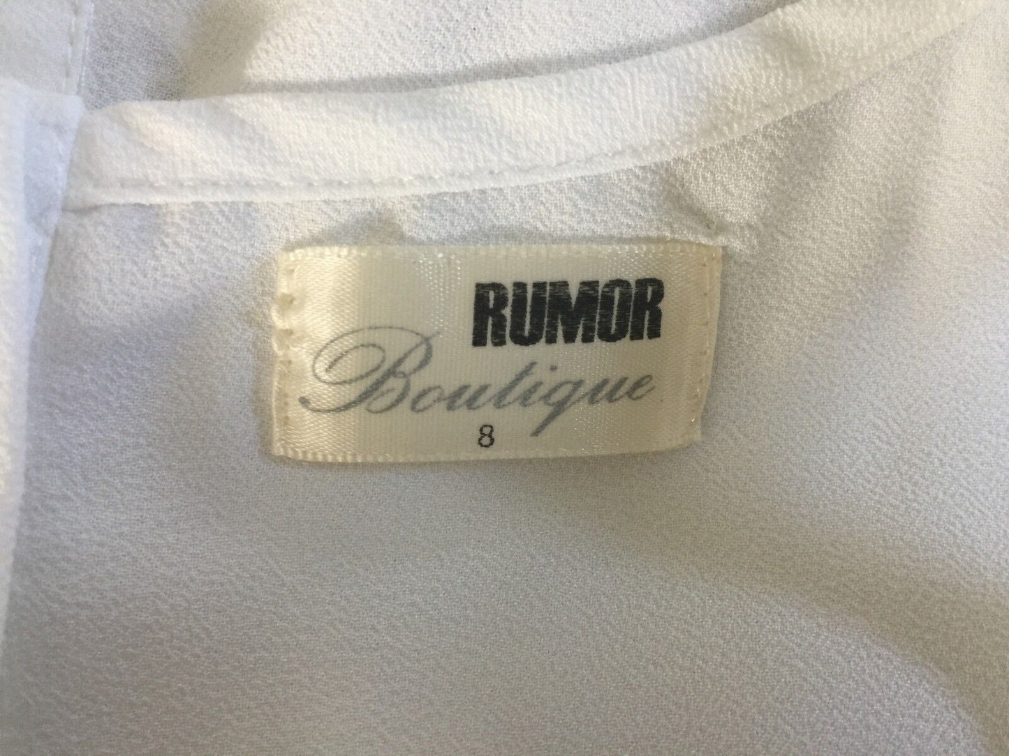 RUMOR BOUTIQUE Top White Sleeveless Lace Trim Asymmetric Hem Size 8 - 10 NEW