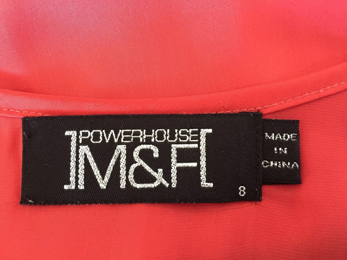 POWERHOUSE M&F Top Rust Orange & Black Lace Trim Sleeveless Camisole Size 8 10