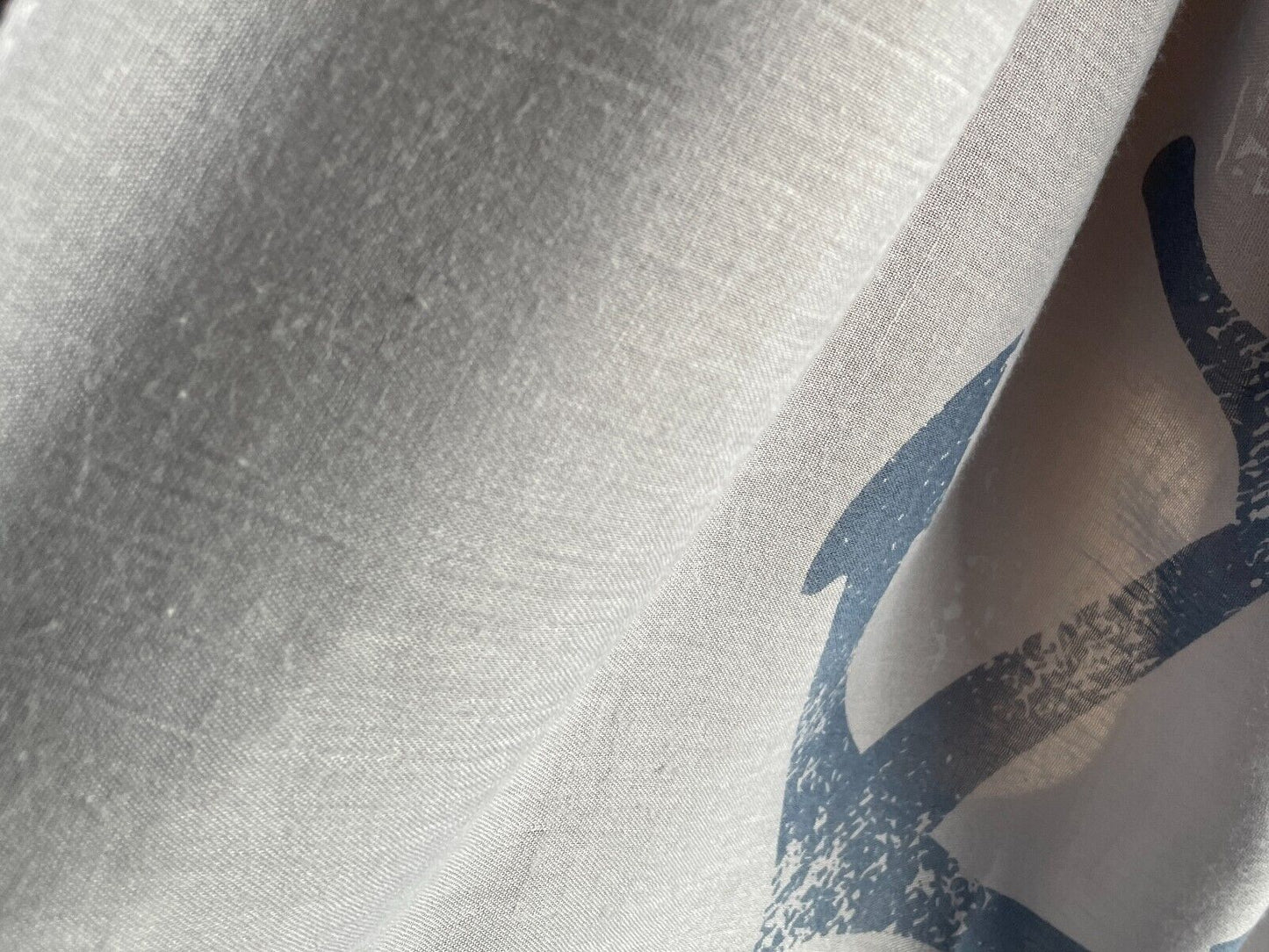 Neck Scarf Fringed Wrap Light Grey Nautical Theme Print Rectangle Shawl
