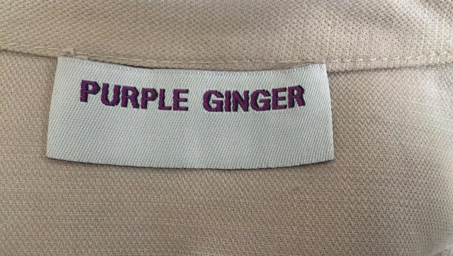 PURPLE GINGER Top Beige Oversize Collar Sleeveless Fitted Vest Ladies Size 8 10