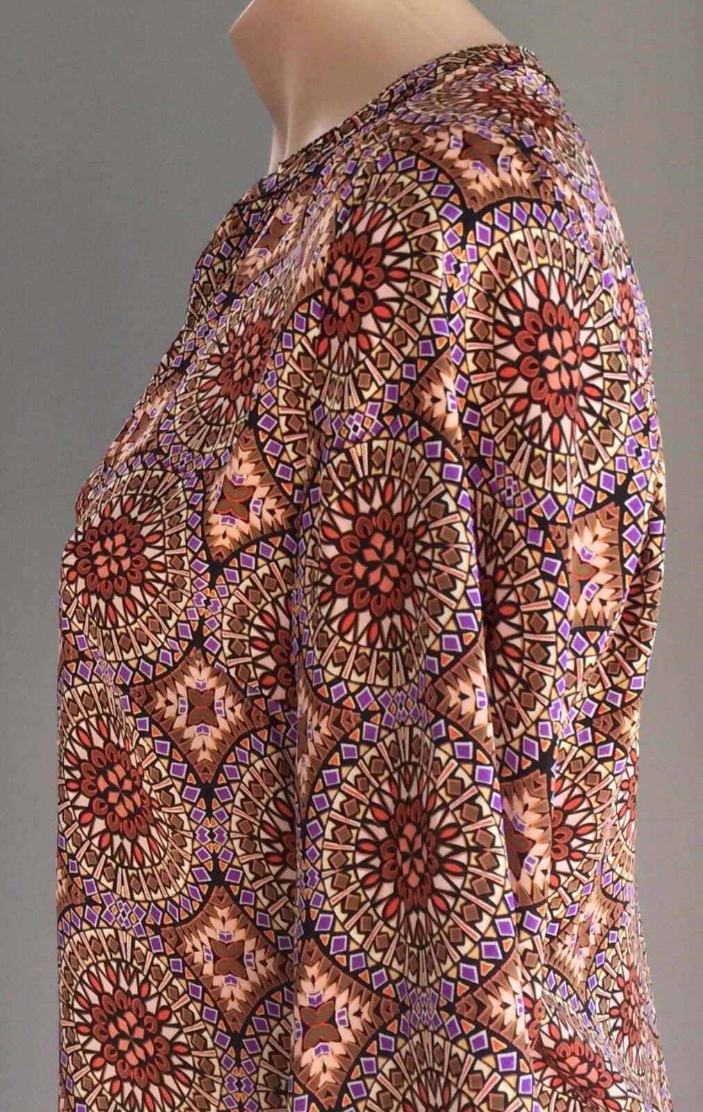 CUPIO Top MultiColoured Mandala Print 3/4 Sleeve Kaftan Ladies Size 10 NEW