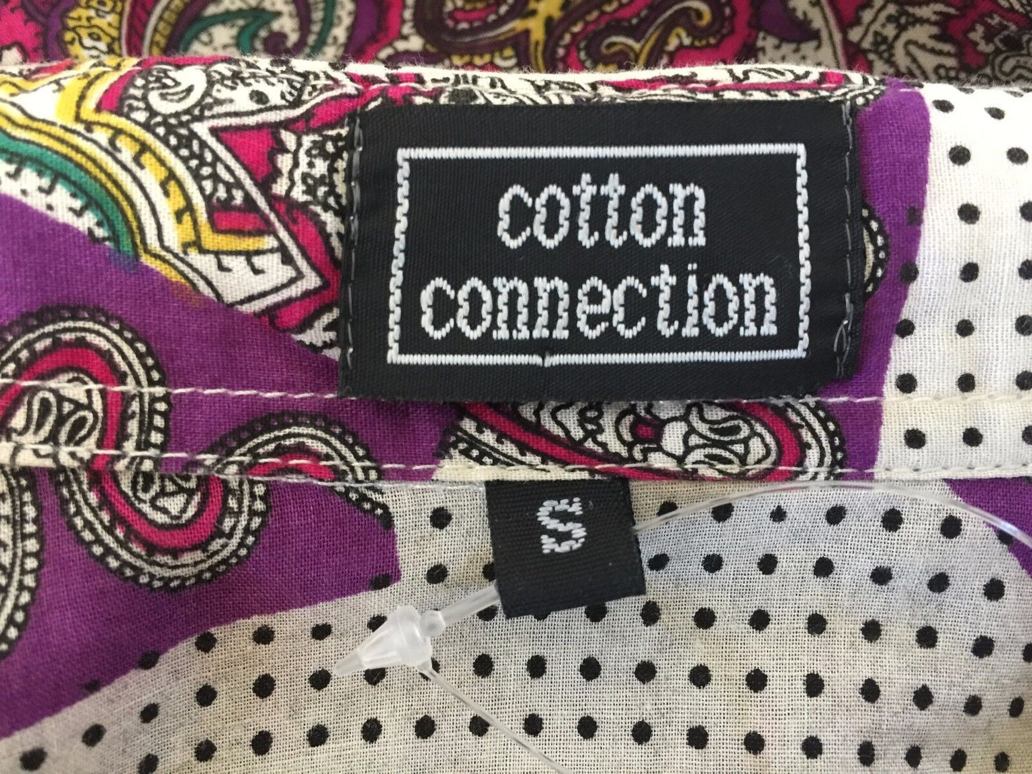 COTTON CONNECTION Top Button Shirt Patchwork 3/4 Sleeve Paisley Size S 10 NEW