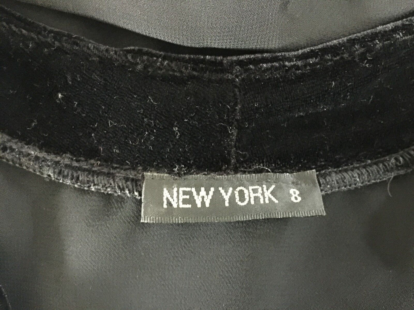 NEW YORK Blouse Black Lace Up Sheer Bell Sleeve w Velour Trim Top Size 8 10 NEW