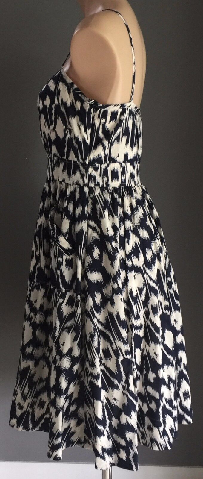 COUNTRY ROAD Dress Navy & White Print Cotton Sleeveless Tea Dress Ladies Size 10
