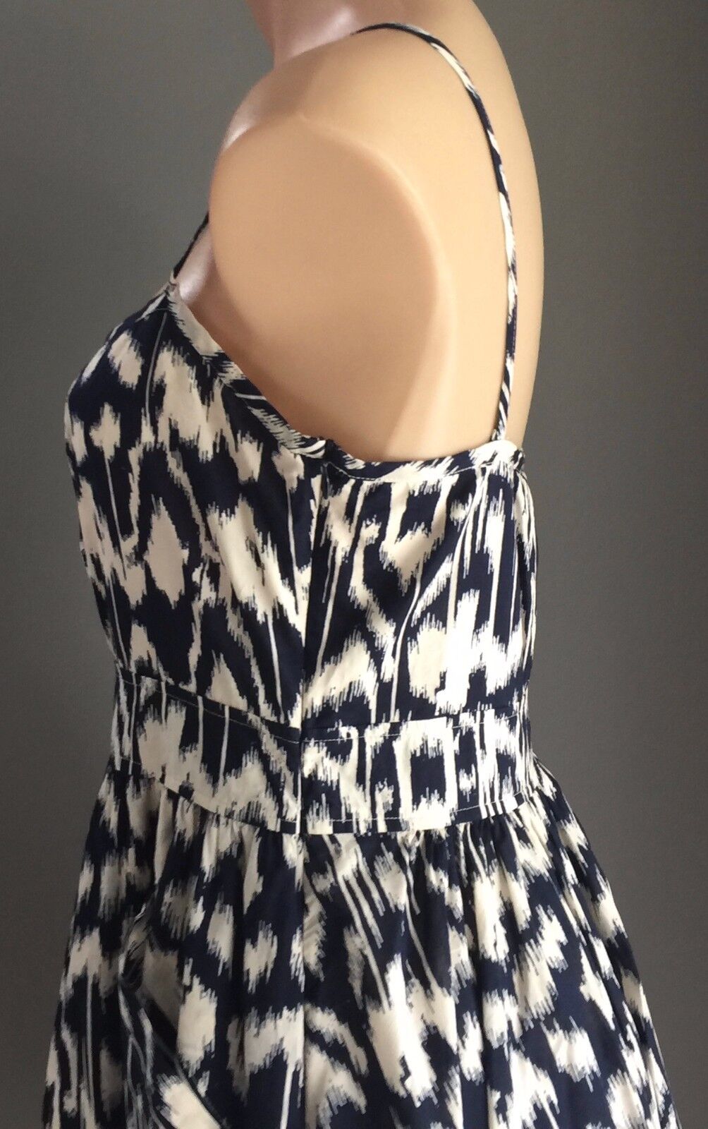 COUNTRY ROAD Dress Navy & White Print Cotton Sleeveless Tea Dress Ladies Size 10