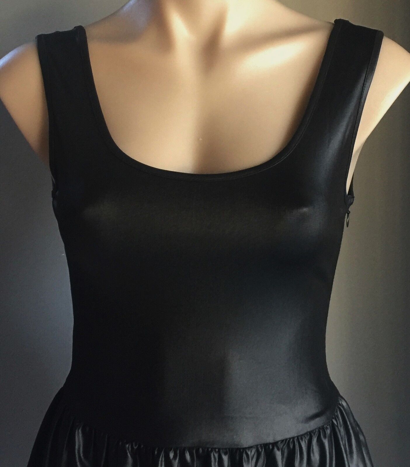 FAMOUS ROCK SHOP .com Dress Black Wet Sleeveless Mini Skater Ladies Size S 10