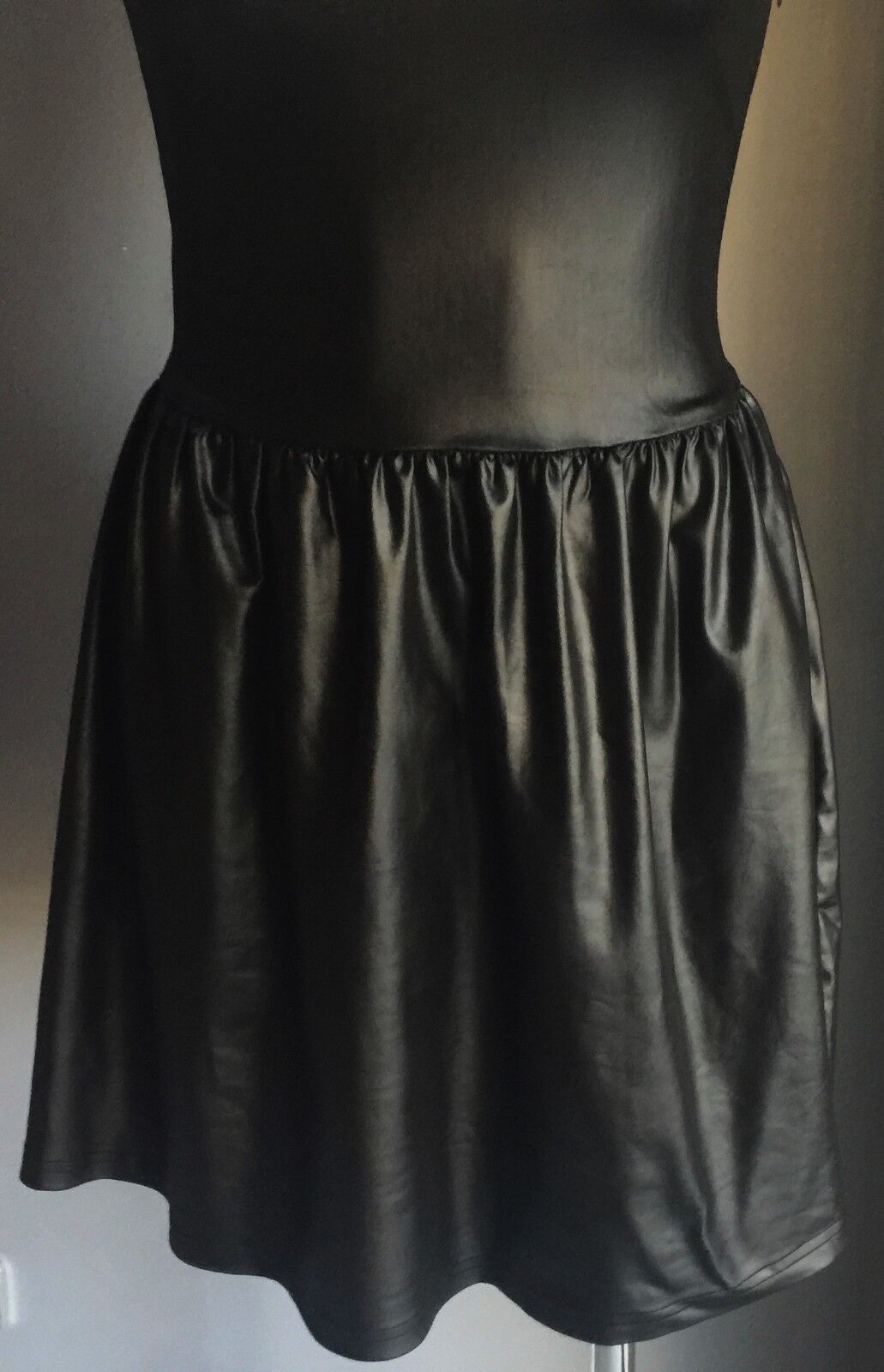 FAMOUS ROCK SHOP .com Dress Black Wet Sleeveless Mini Skater Ladies Size S 10