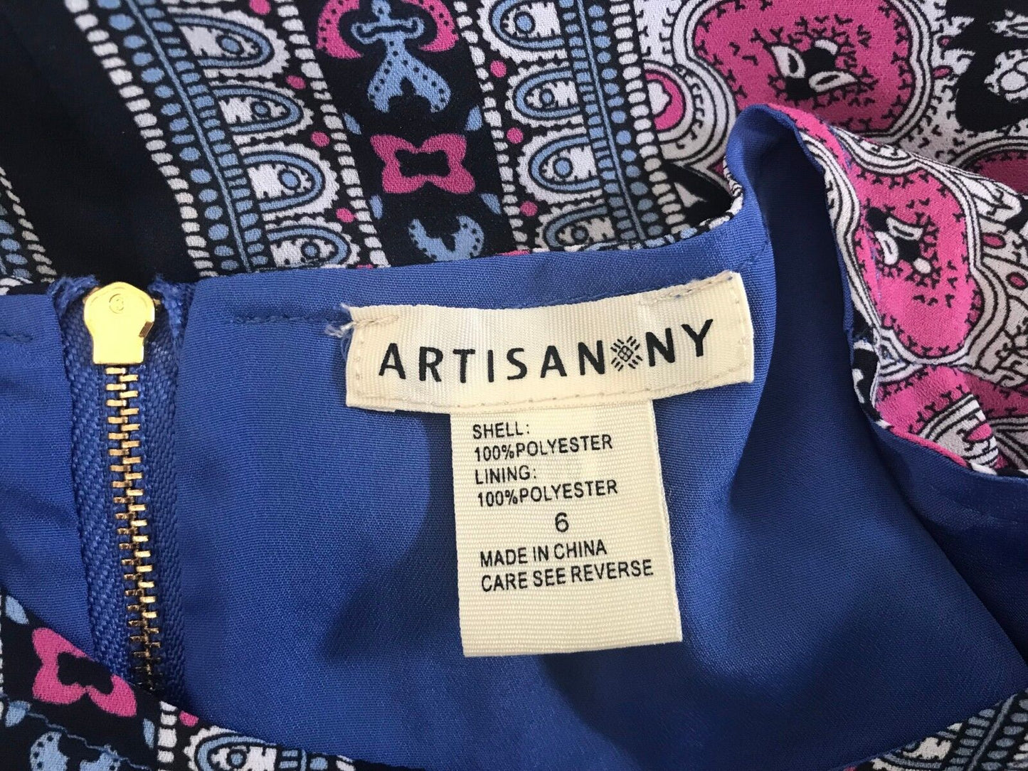 ARTISAN NY Dress Shift MultiColoured & Print Sleeveless Ladies Size 10 US 6