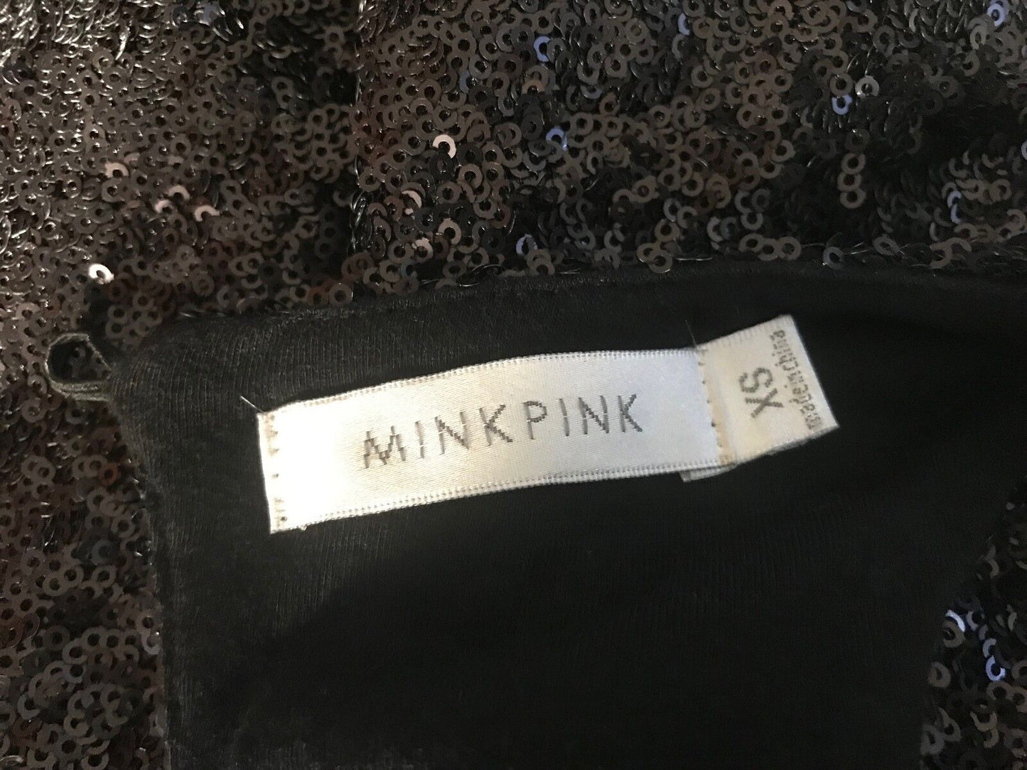 MINKPINK Dress Mini Black Sequin Sleeveless Stretch Ladies Size XS 8 10