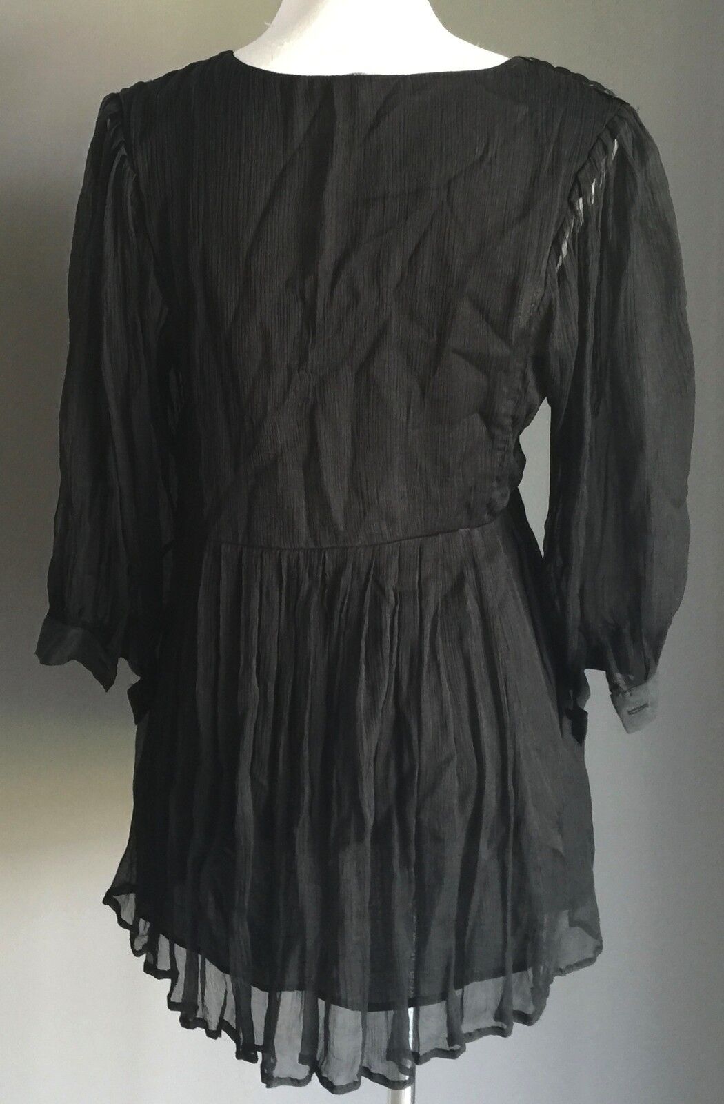 MARYLIN & JOHN Top Black Silk Sequins Blouse Long Sleeve Size 2 AU 8 French