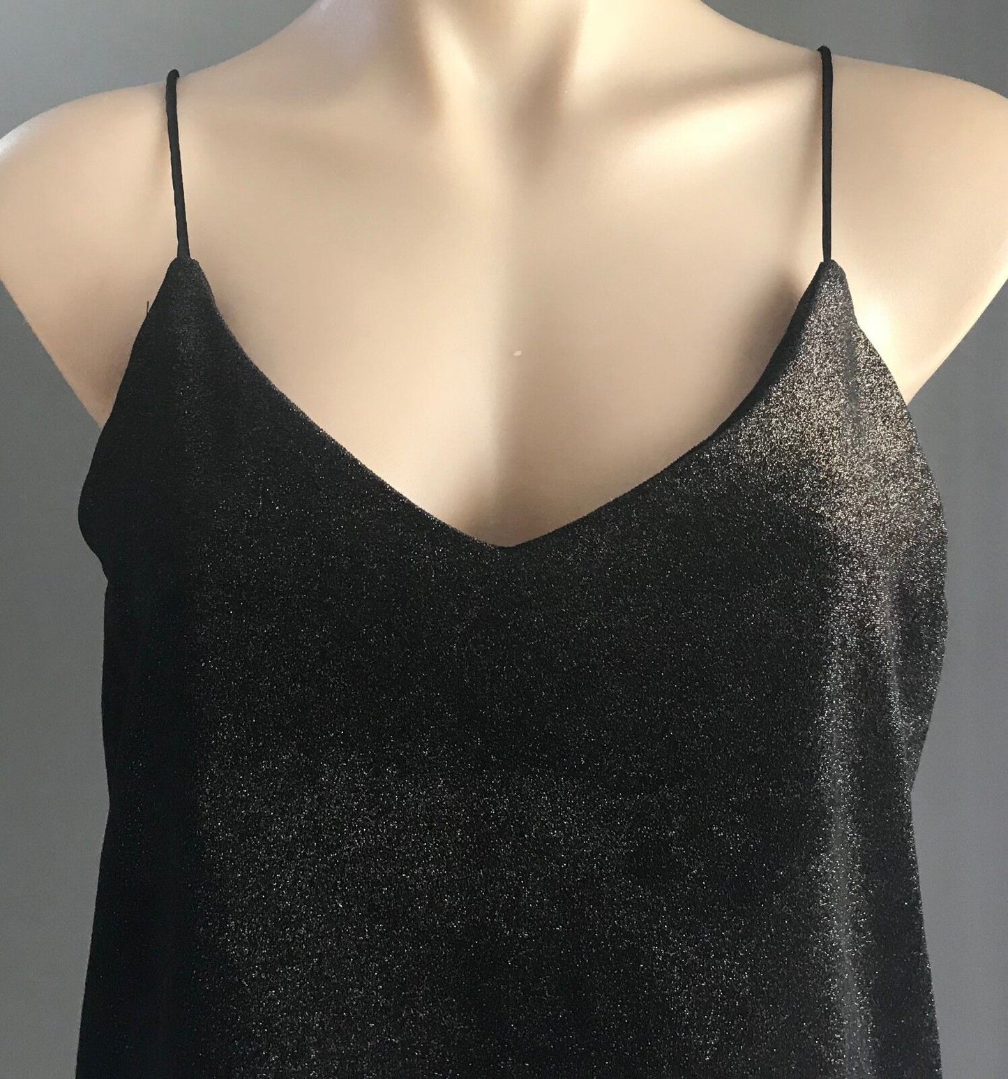 Y.A.S Yaslalla Top Black & Copper Lurex Velour Strap Camisole Size 8 10 NEW YAS