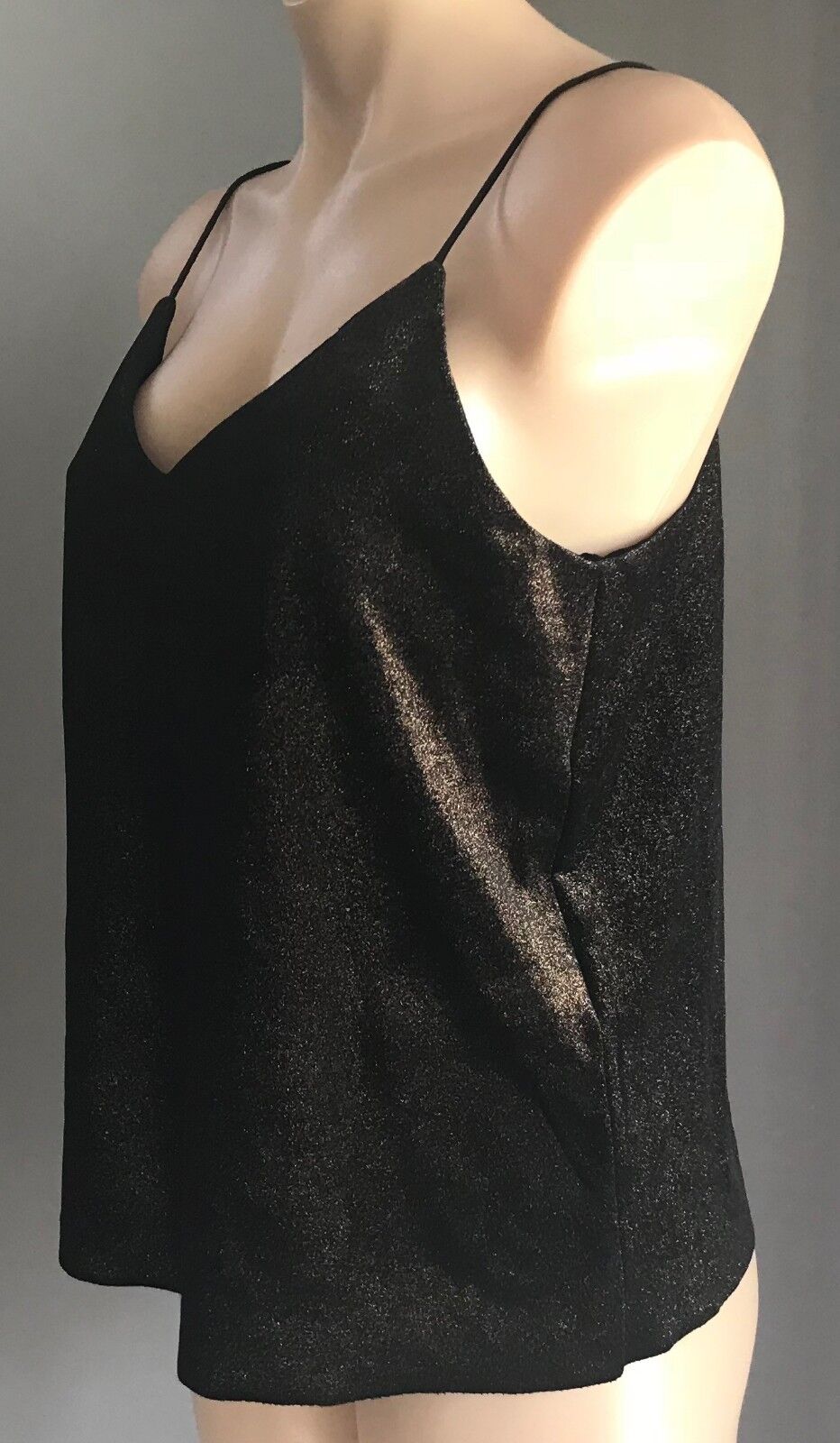 Y.A.S Yaslalla Top Black & Copper Lurex Velour Strap Camisole Size 8 10 NEW YAS