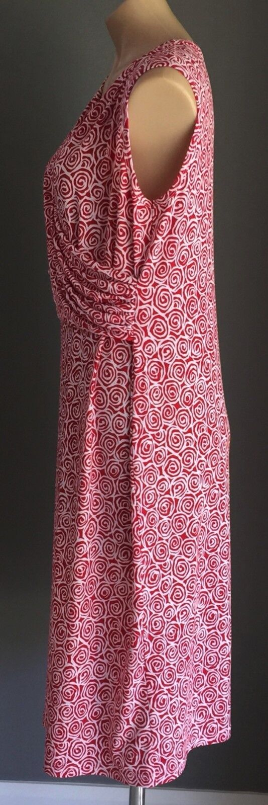Maternity FRAGILE Faux Wrap Dress Red & White Stretchy Feeding Ladies Size XL 14
