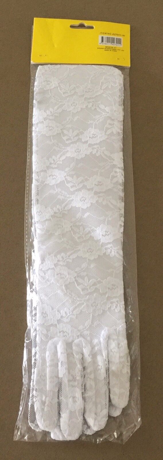 PARTY PLANET Long Gloves White Stretch Lace Costume Formal Flapper Sealed NEW