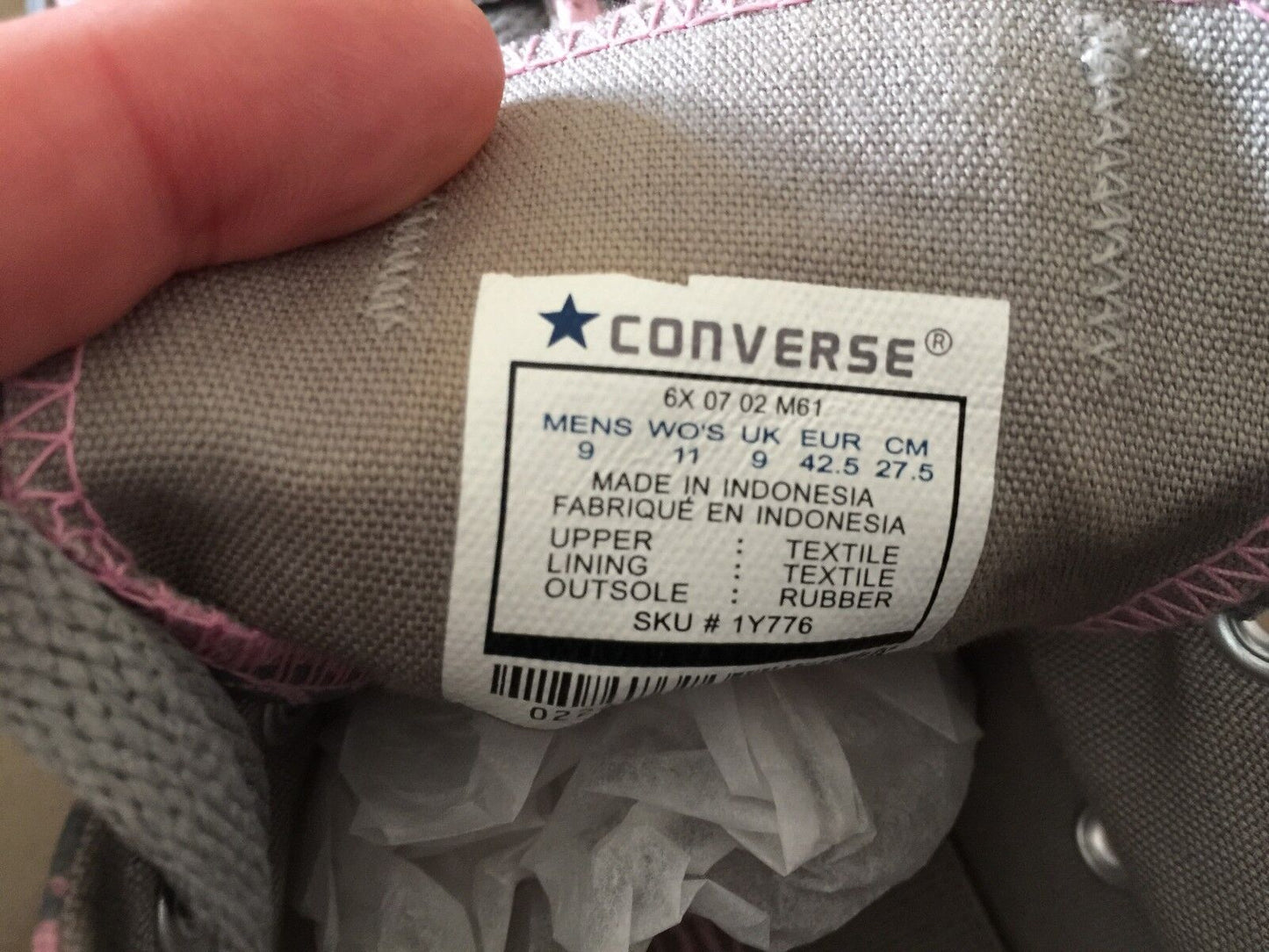 CONVERSE ALL STAR Pink & Silver Skull Print Sneakers Size M9 W11 UK9 27.5Cm NEW