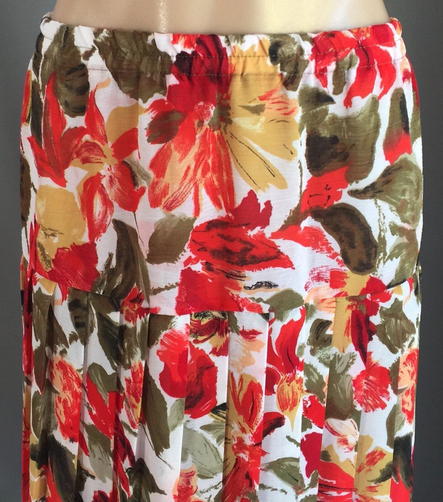 Vintage Skirt Pleat Bright MultiColoured Elastic Waist Ladies Size 16 Boho