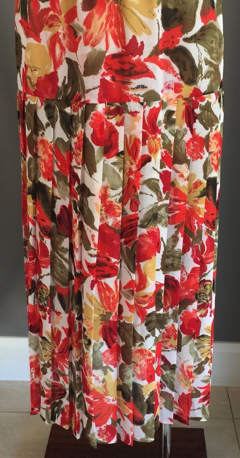 Vintage Skirt Pleat Bright MultiColoured Elastic Waist Ladies Size 16 Boho
