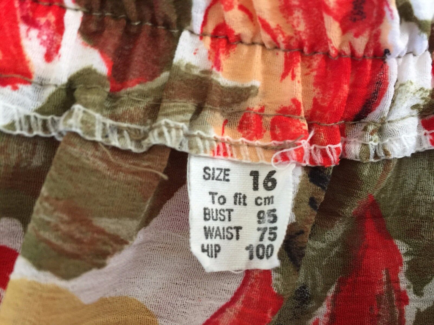 Vintage Skirt Pleat Bright MultiColoured Elastic Waist Ladies Size 16 Boho