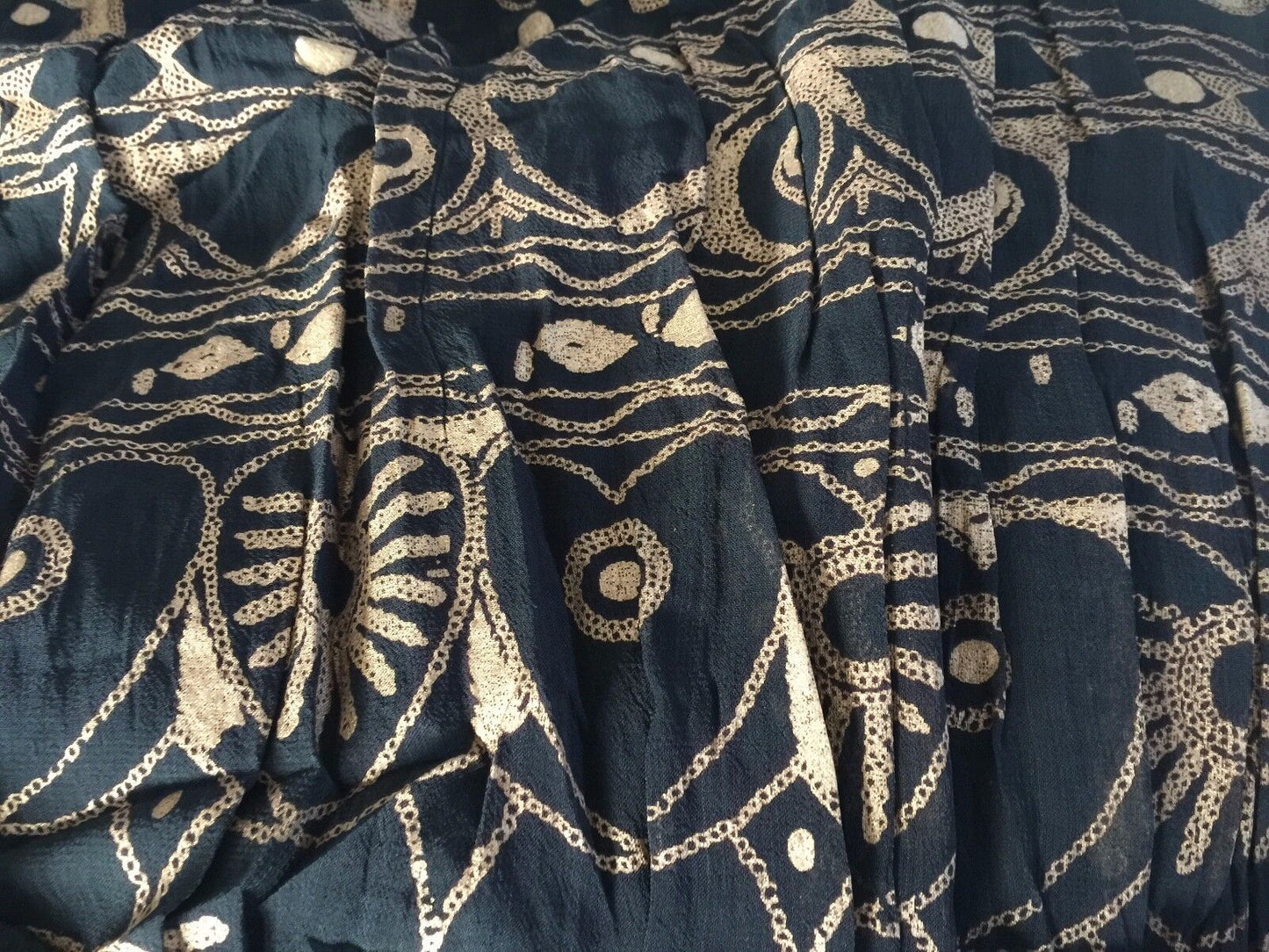 RUBI PESINI Maxi Skirt Black & Tan Print Pleat Peasant Boho Hippie Size 10 NEW