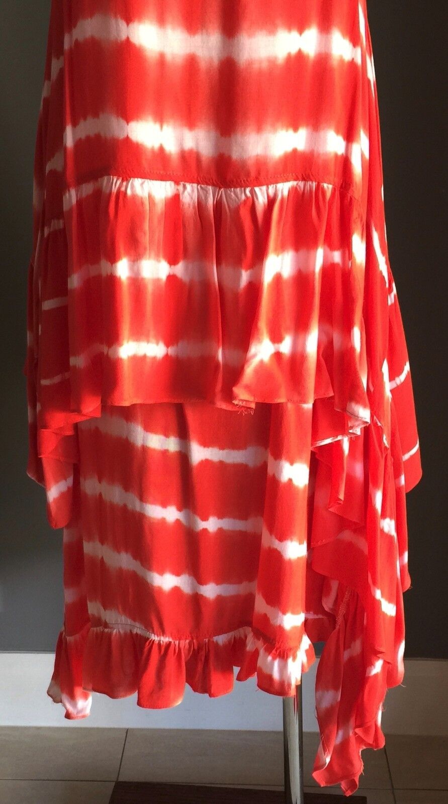Maxi Dress SLIDE SHOW Tie Dye Orange & White Stripe Long Ladies Size 8 10 NEW