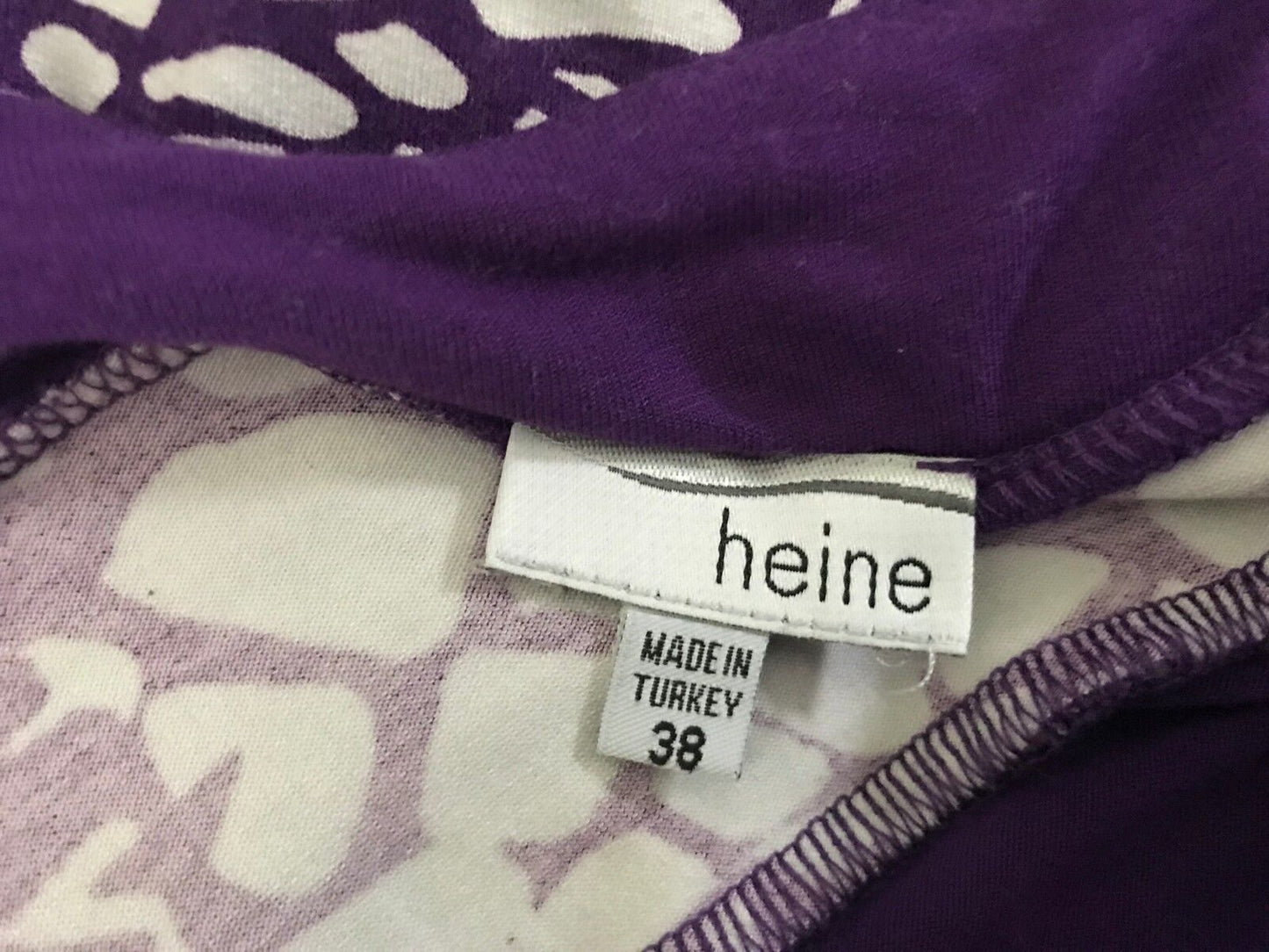 Maxi Dress HEINE Purple & White Print Sleeveless Stretch Size 38 10 Boho Hippy