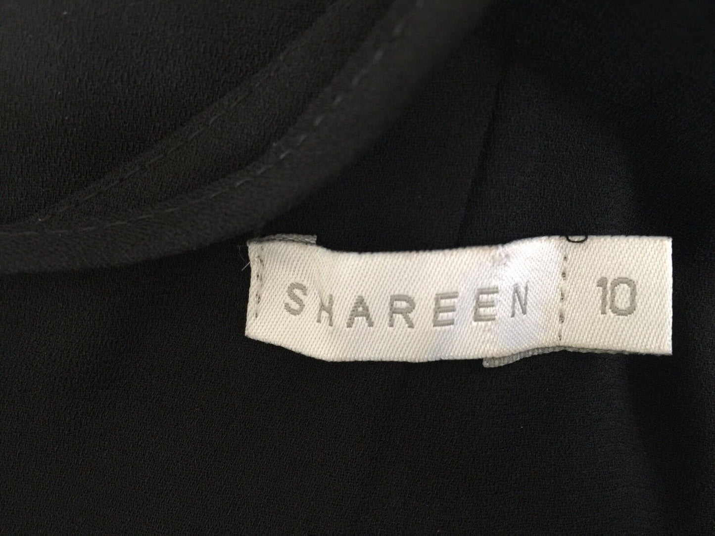 SHAREEN Maxi Dress Black Sleeveless Lace Waist Side Slit Ladies Size 10 Retro