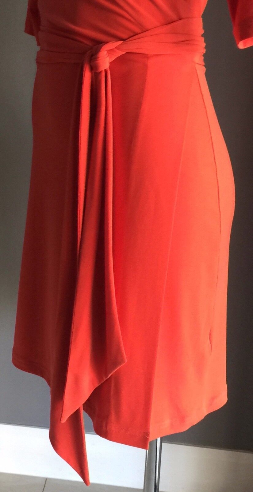 LUCY WORK & PLAY Wrap Dress Orange 3/4 Sleeve Stretch Ladies Size 6 AU 10 NEW