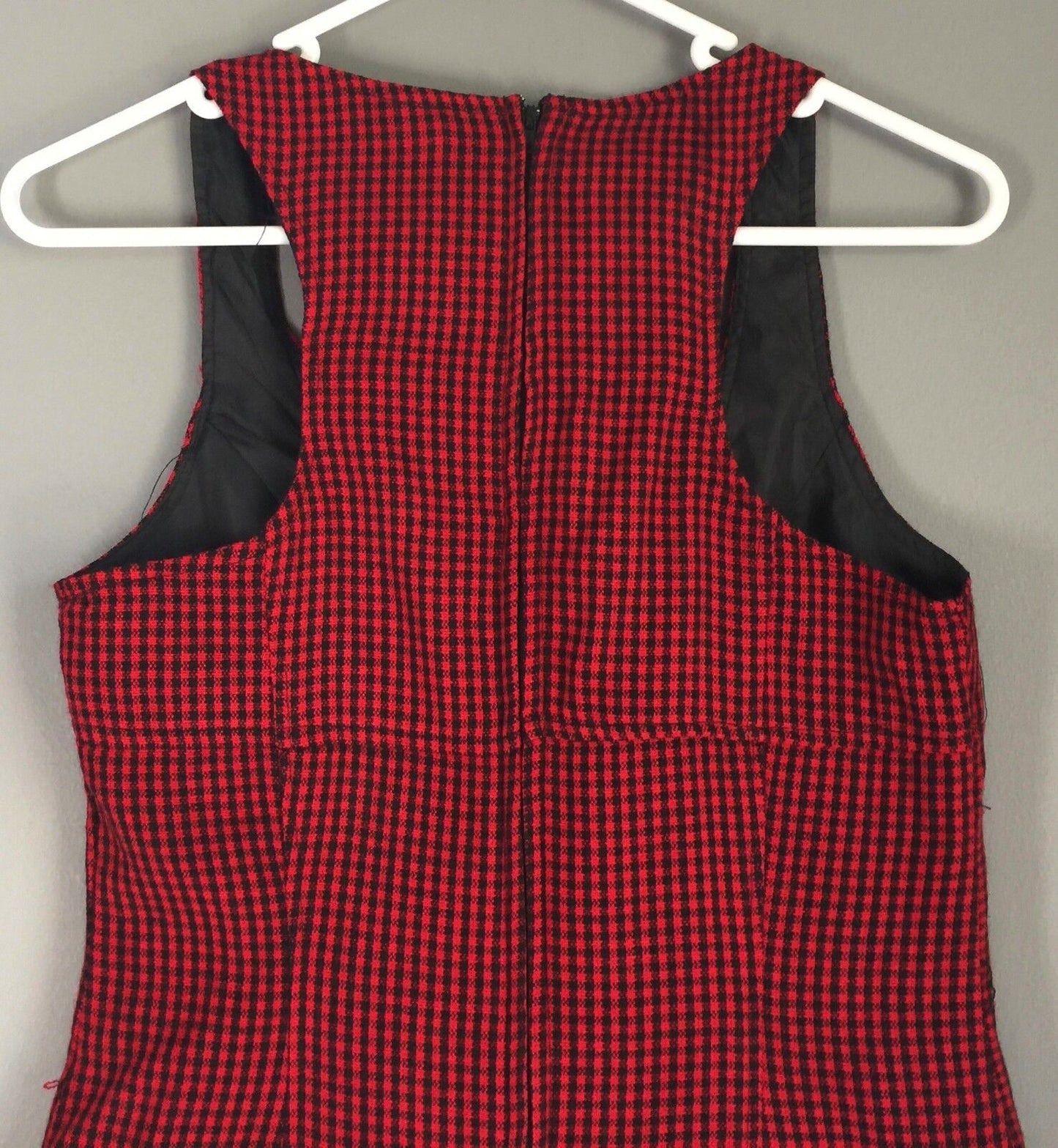RTS Mini Dress Black & Red Check Sleeveless Frock Ladies Size S 6 8 NEW