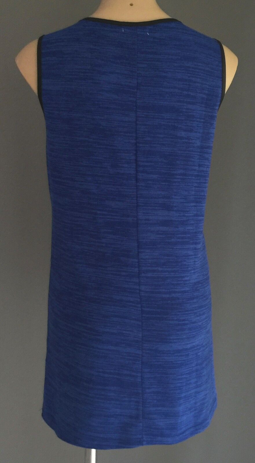 COCOLATTE Shift Dress w Pleather Trim Blue Ladies Size 10 1960s Vibe