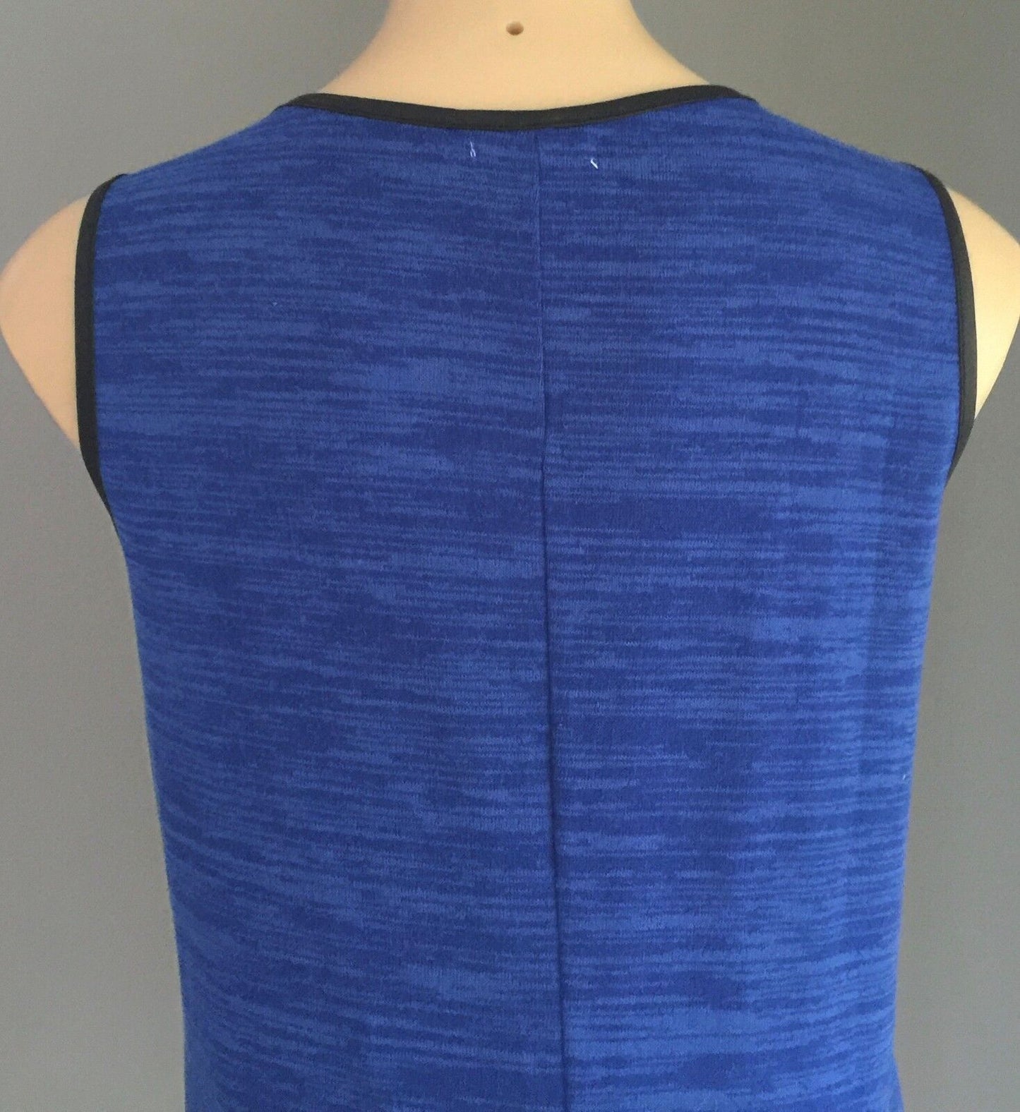 COCOLATTE Shift Dress w Pleather Trim Blue Ladies Size 10 1960s Vibe