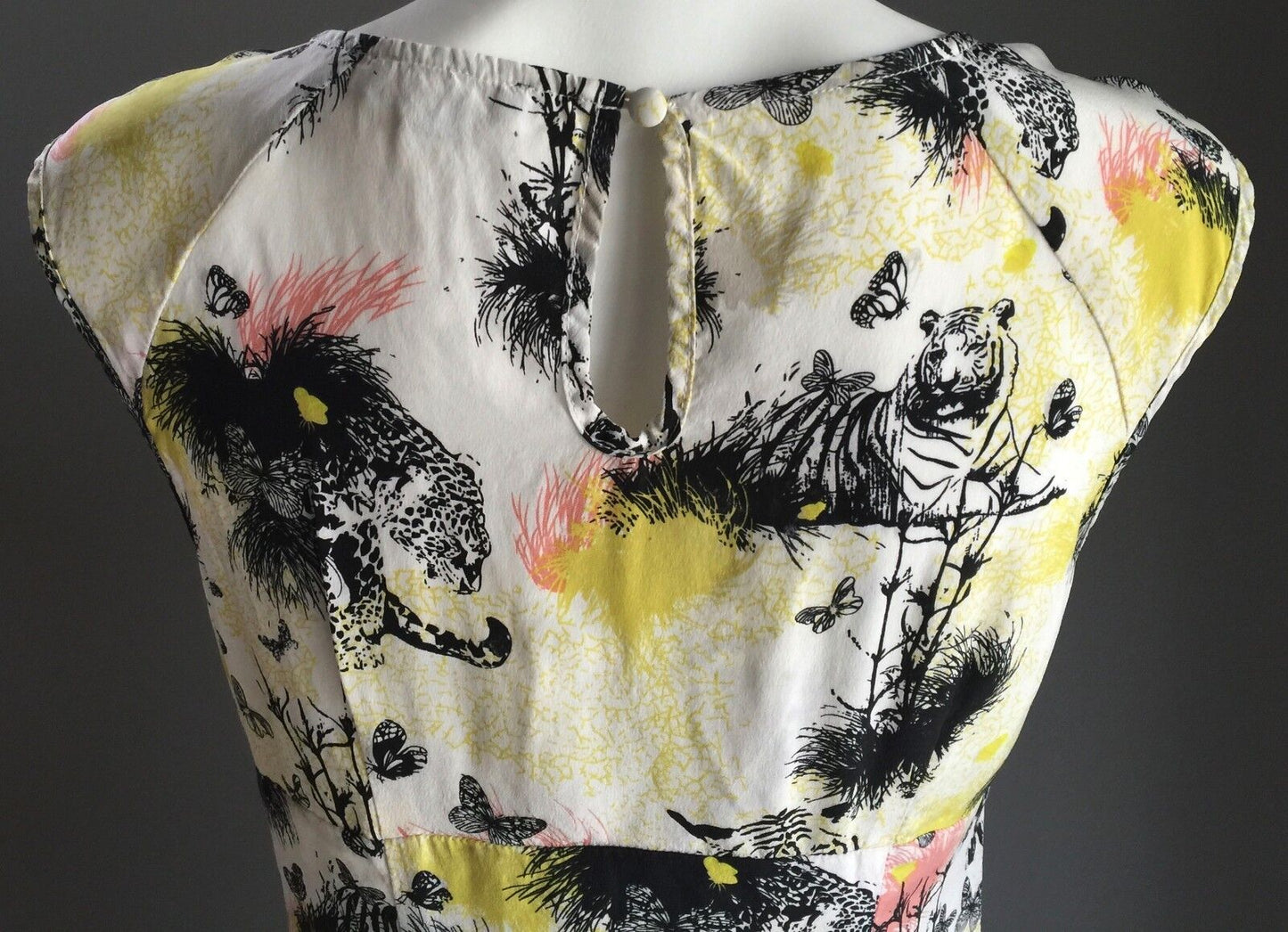 BLUEJUICE Silk Dress Colourful Leopard Print Drop Waist Size Ladies 8