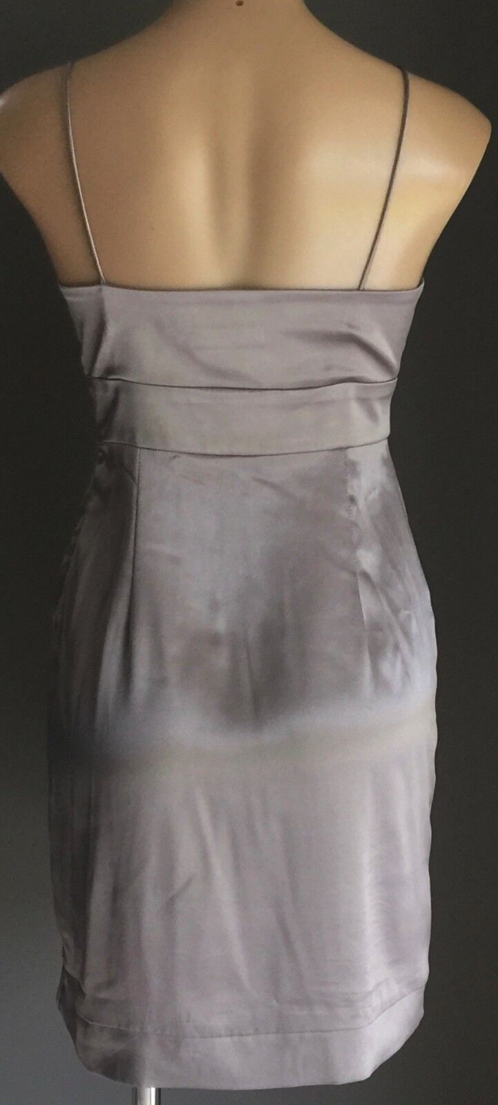 ZIG ZAG Silver Satin Look Empire Waist Dress Size 8 10 Stunning