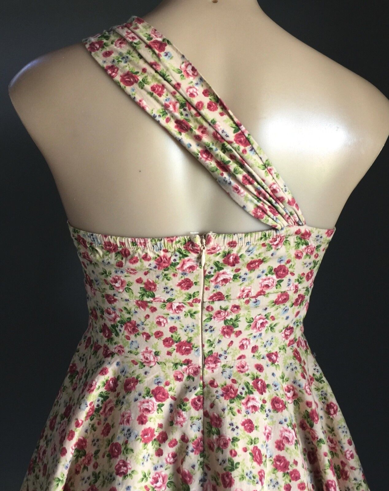 LALA GIRL Skater Dress Floral One Shoulder Full Tulle Hem Short Sz 8 10 Unique
