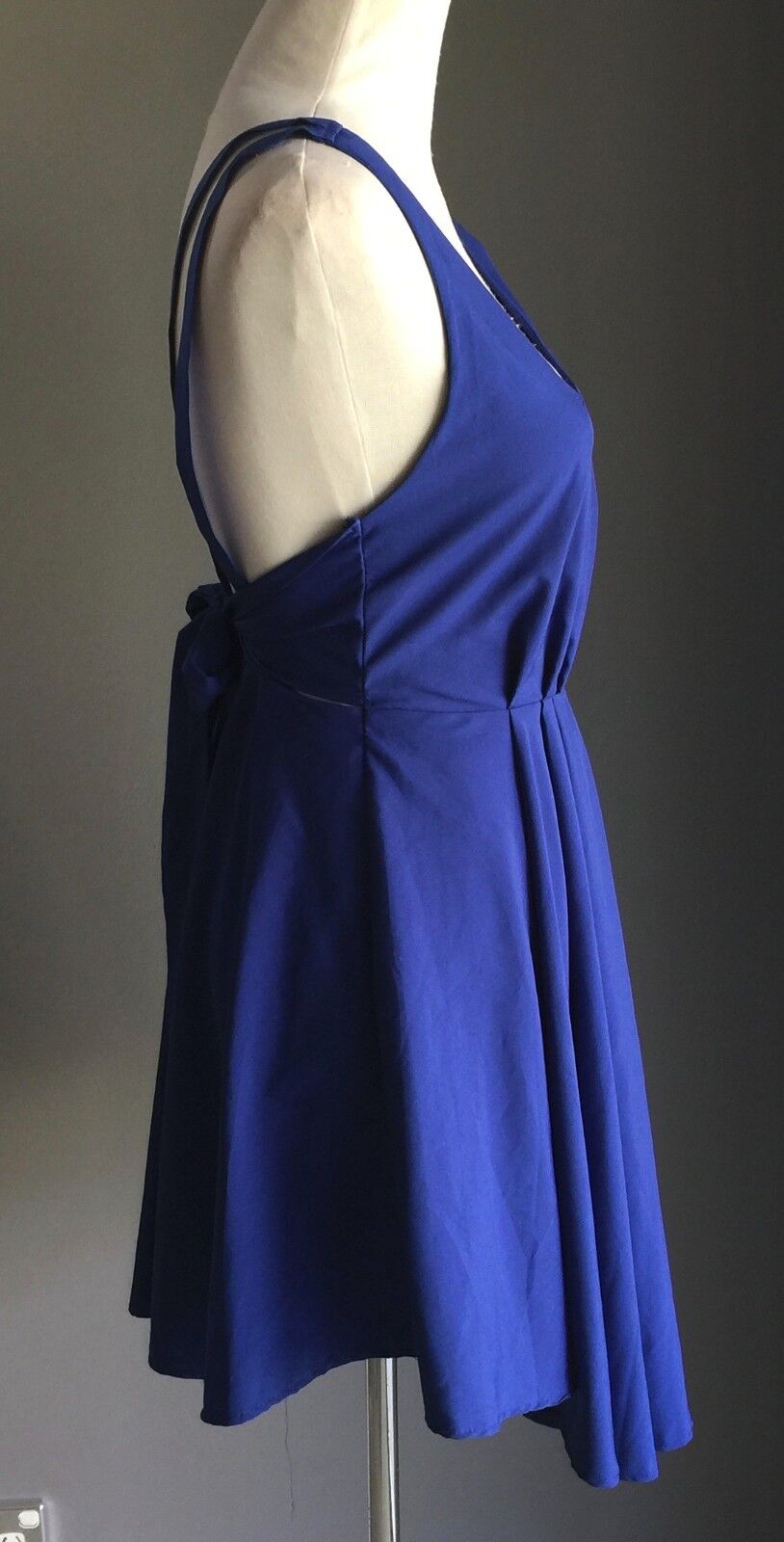 IMPRINT Mini Dress Cobalt Blue Dip Hem Low Back Cocktail Party Ladies Size 8