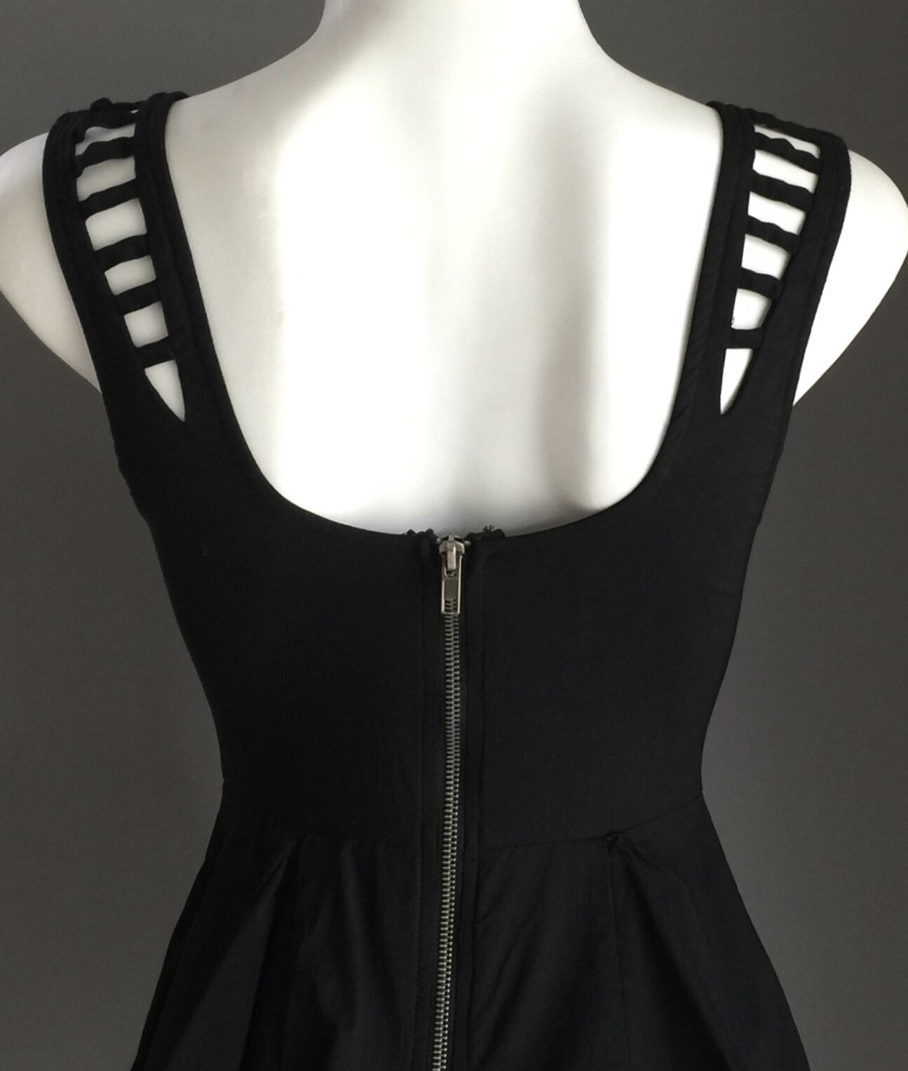 VALLEYGIRL Mini Dress Black Stretch Sleeveless Peplum Waist LBD Ladies Size 8