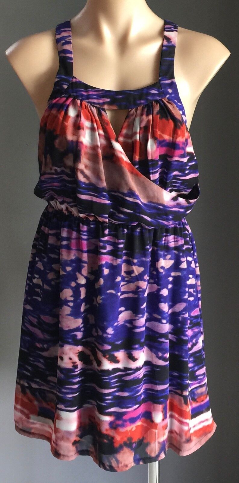 SHEIKE Dress MultiColoured Ombre Print Keyhole Bodice Frock Size 8 10