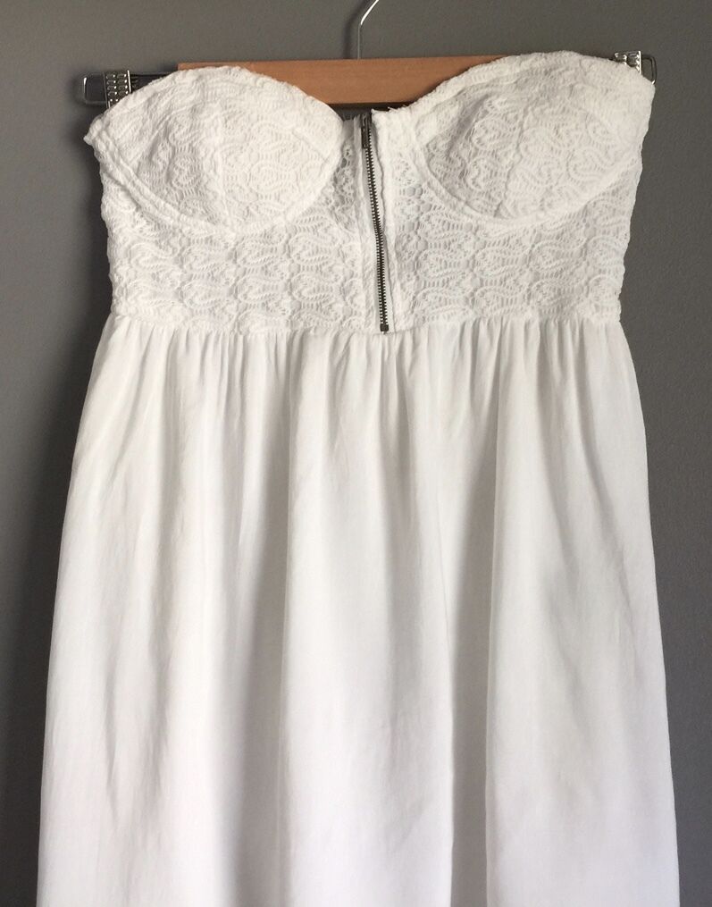 Strapless Dress LOVELY GIRL Hi Low White Hem Beach Party Ladies Size M 10 12