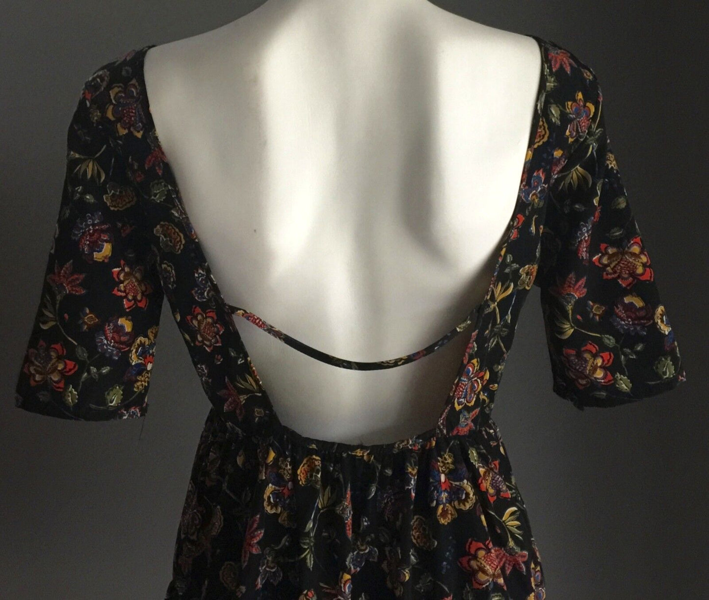 MY LEFTIES Dress Black Floral Print Short Sleeve Skater Size M 8 Gorgeous