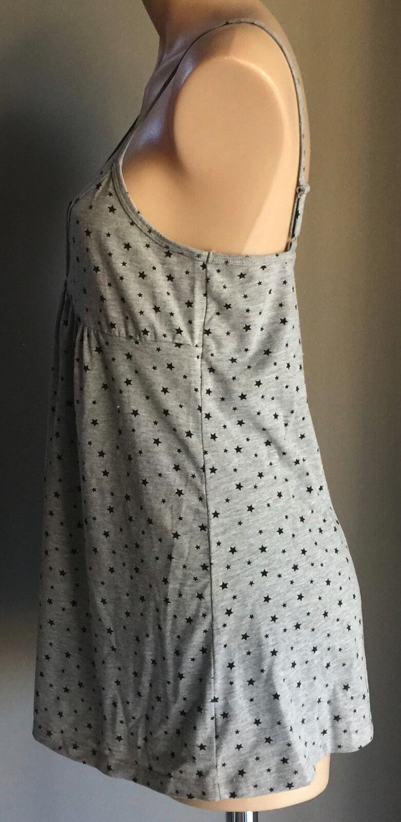 SECRET LOVE Baby Doll Nightie Marl Grey & Black Star Print Ladies Size 12